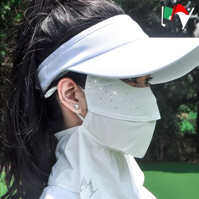 ฤดูร้อนเล่นกอล์ฟของฉันหน้ากากกรองแสง Seluruh Wajah ผู้หญิงป้องกันรังสีอัลตราไวโอเลตที่คอปกป้องระบายอากาศได้ที่กันแดดสำหรับขับขี่ขับขี่