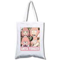 【Lanse store】Anime Spy x Family Anya Smug Shopping Tote Canvas Bag Handbag Shopper Bags Shoulder Female Vintage Casual Student Book