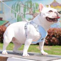 ชุดสายจูงสุนัขสายรัดหน้าอกสัตว์เลี้ยงระบายอากาศสะท้อนแสง French Bulldog Harness ปลอกคอลูกสุนัขสำหรับสุนัขขนาดเล็กถึงขนาดกลาง-mqte1745