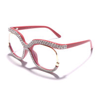 JASPEER Retro Square Optical Glasses Frames Men Women Crystal Luxury Glasses Clear Lens Eyeglasses Frame Diamond Eyewear