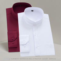 Mens Classic Long Sleeve Standard-fit Dress Shirts Formal Business Social Simple Basic Design White Work Office Casual Shirt