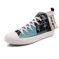 Men’s High Top Classic Canvas Fashion Sneakers Canvas Tennis Shoes Lace up Beige Black Sneakers Walking Casual Tennis Shoes