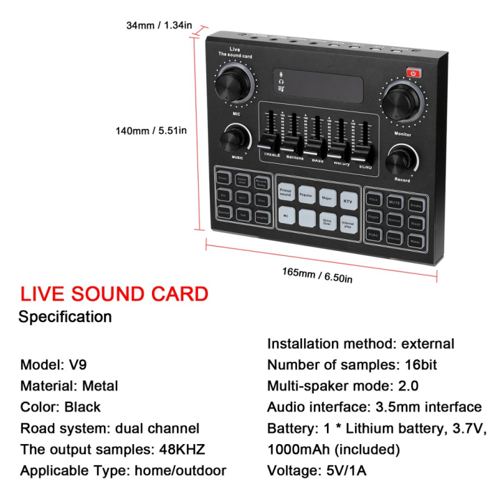 v9-audio-usb-3-5มม-อุปกรณ์ควบคุมเสียง-มีเอฟเฟคในตัว-สำหรับไลฟ์สดและร้องเพลง