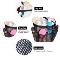 Fashion Large Capacity Black Mesh Portable Zipper Beach Storage Bag Women Portable Hand-held 8 Pockets Bath Bags Quick Dry Durable Travel Toiletry Bag Multi-function Shower Swimming Organizer