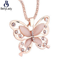 Women Butterfly Necklace Luxury Diamond Opal Hollow-out Clavicle Chain Jewelry Accessories【fast】
