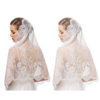 【CW】 Mantilla Veil Soft  amp; Exquisite Floral Design Covering for Catholic Church Veils Dropship