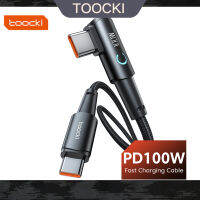 Toocki USB C To Type C สาย PD100W 60W สายชาร์จสำหรับเร็ว Xiaomi Samsung ชนิด C ชุดสัญญาณไฟ LED ข้อศอก90องศา