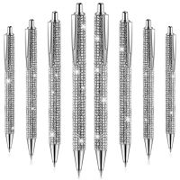 8Pcs Cute Pen Bling Diamond Pens Christmas Rhinestones Gift Metal Ballpoint Pens Fancy Sparkly Crystal Pens