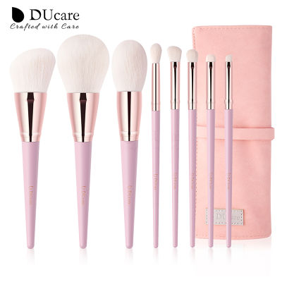 DUcare Makeup Brushes 8Pcs Nylon Hair Pink Foundation Concealer Eyeshadow Blusher Make Up Brush Set Super Soft Cosmetic Tools