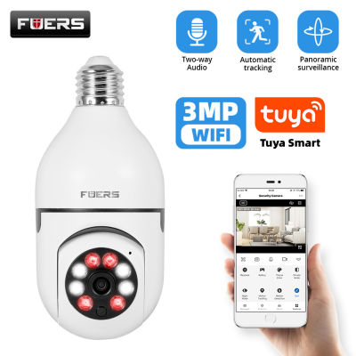 Fuers IP กล้อง3MP E27หลอดไฟสี Wifi ในร่ม Mini Tuya Smart Home Surveillance กล้องความปลอดภัย Baby Monitor วิดีโอ Cam