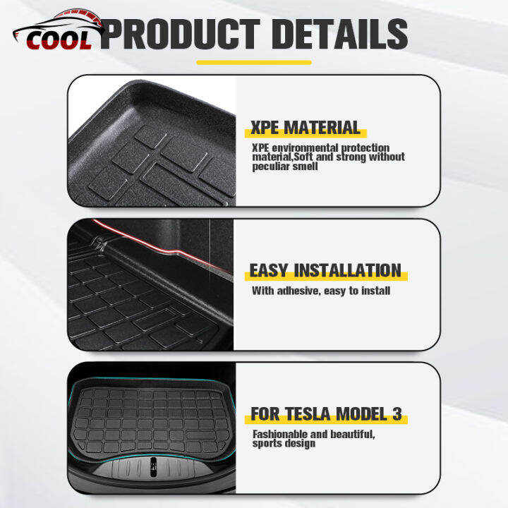 อัปเกรดใหม่ยางกันน้ำตัวป้องกันที่เก็บของท้ายรถเสื่ออุปกรณ์เสริมสำหรับ-tesla-รุ่น3-2017-2022