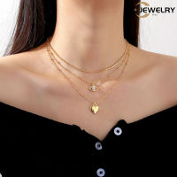 ผู้หญิง3ชั้น Clavicle Chain แฟชั่น Simple Eye Heart-Shaped จี้สร้อยคอเครื่องประดับ Gifts