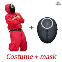 Korean Squid Game Clothes Costume Red Jumpsuits Belt Set Cosplay Jacket Hoodie Halloween Outfit