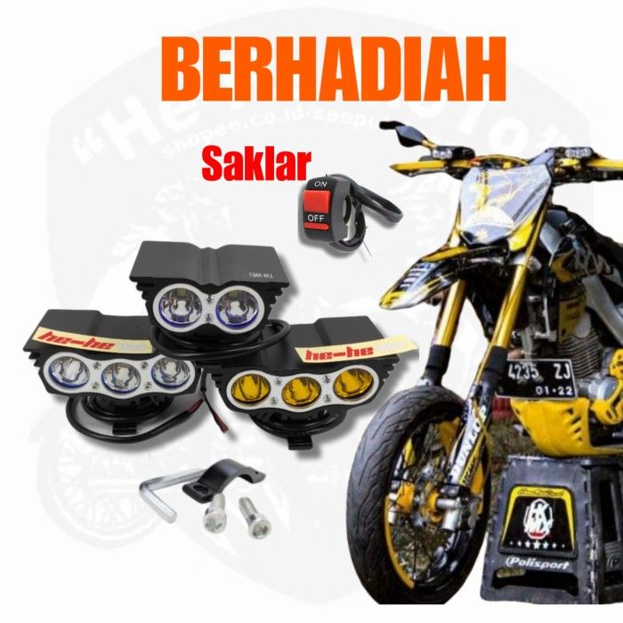 Lampu Led Supermoto Klxcrf Lampu Owl 3 Mata Headlamp Kuning Lazada Indonesia 