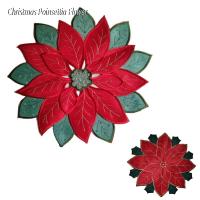 【CW】 NEW red satin Embroidery Poinsettia flower place mat pad placemat cup Insulation tea coaster doily kitchen