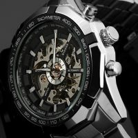 （A Decent035）Hot Winner LuxuryLuxuryMen Automatic Skeleton MechanicalWatch Men FullStainless Band Luxury