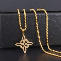 JDY6H Fashion Chic Celtic Symbol Witch Knot Pendant Jewelry Set Women Necklace Witchcraft Amulet Necklace Earrings Accessory Set