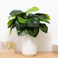 【cw】Artificial Plant Green Bonsai Spotted Leaf Home Forest Style Decorative Party Garden Plastic Grass Fake Non Potted Plant ！