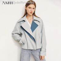 □◙ஐ sdeifhruhvfu Amii minimalismo inverno trench coat para mulher elegante lapela jaquetas curtas blusão feminino contraste casaco 12170535