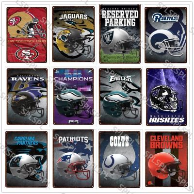 Plaques Decor Teams Posters Famous Bar Rugby Tin Wall Art Print Plates Pub Metal Sign Helmet [hot]Football Man Metal Sign Sports Cave