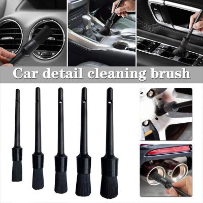 5pcs Car Detailing Brush Set For Cleaning Car Interior Black Kit Brushes Vent Automotive Air U7H3