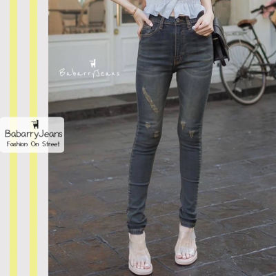 [พร้อมส่ง] BabarryJeans มี Bigsize S-5XL กางเกงยีนส์ทรงเดพ ผญ เอวสูง สะกิดขาด สีสนิมฟอก ผ้ายีนส์ยืด เก็บทรงสวย