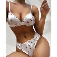 ZZOOI Ladies Sexy Bra Set Girl Cute Satin Strap Lingerie Summer Short Paragraph Breathable Soft And Comfortable Ladies Bra Set