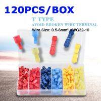 HVJ-120pcs60sets T-shape Wire Terminal Connector Quick Joint Lock Snap Splice Awg22-10 Insulated Cable Crimp Kit Connect Terminale