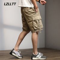 2023 Men Summer Casual Cargo Shorts Mens Fashion Cotton Tactical Shorts Men Solid Outwear Breathable Bermuda Joggers Shorts Male