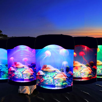 Jellyfish Tank Marine World Swimming Mood Light LED Novelty LED Night Lamp Romantic Sea Fish Stone Ocean Bottle Night Light