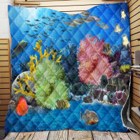 Underwater World Summer Quilt Sofa Blanket Mat 3D Printed Summer Quilt Bed For Kids Adult Washable