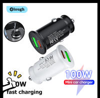 Elough 100W ที่ชาร์จแบตในรถขนาดเล็ก Type C QC3.0 PD ที่ชาร์จโทรศัพท์ในรถยนต์ USB ได้อย่างรวดเร็วอะแดปเตอร์ชาร์จสำหรับ iPhone 13 12โทรศัพท์