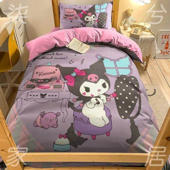 Cute Kuromi Bedding Kawaii Sanrio Anime Cotton Soft Comfort Cartoon Bed ...