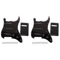 2X Black 3-Ply Sss Dual Rail Pickups Loaded Prewired Guitar Pickguards for 11 Hole Electric Guitar