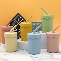 150ML Silicone Sippy Cup &amp; Straw Spill Proof Water Cup Bottle Storage Snack Container Anti-Hot Leakproof Students Cups Portable