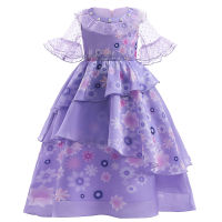 Encanto Mirabel Dress Cartoon Flowers Charm Costume Purple Dress Girls Princess Dress Children Isabela Dress Party Kids Vestidos