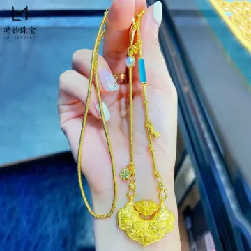 Gold lock sale pendant