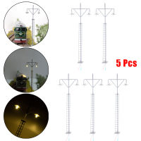 5Pcs Yard Light รุ่นรถไฟ HO Scale LED Street Light Warm White โคมไฟโพสต์1:87รูปแบบของเล่นตกแต่งสวนงานฝีมือ Miniature