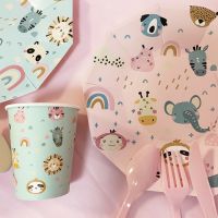 【CW】 Animal Party Disposable tableware Paper Plate Cups Straws Birthday Party Decoration Supplies