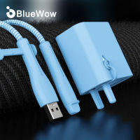 BlueWow ที่ครอบสายชาร์จโทรศัพท์ตัวป้องกันสายหูฟังซิลิโคนป้องกันการแตกหักที่ม้วนสายชาร์จ