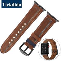 Leather Watchband for Apple Watch Ultra 2 49mm 45mm 44mm 41mm 42mm 40mm 38mm Series 9 8 7 6 SE Soft Wrist Strap