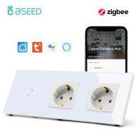 [HOT GELLXKOWOIGHIO 527] BSEED Zigbee Wifi Touch Light Switches 1/2/3Gang 1Way Smart Wall Switches แอพควบคุมไร้สายพร้อมซ็อกเก็ตผนังมาตรฐาน EU