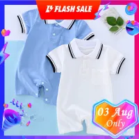 Twinkle Onesies for Baby Boys Girls newborn Toddler Short Sleeve Turn-Down Collar Pocket white Polo Shirt gentleman Jumpsuits Romper 0 to 12 months