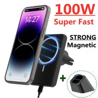 100W Magnetic Car Wireless Charger for Macsafe iPhone 12 13 14 Pro Max mini Adsorb Fast Wireless Charging Car Phone Holder Stand