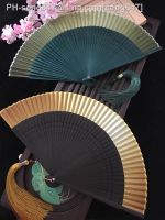 Edo Japanese Style Japanese Style Folding Fan Kimono Fan Real Silk Female Fan Small Flower Carved Gradient Blank Fan Golden