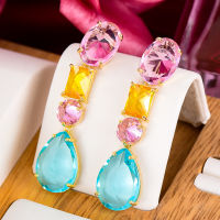 GODKI Fashion street style Waterdrop Earrings For Women Wedding Party Cubic Zircon Dubai Bridal Earring boucle doreille 2021