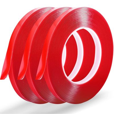 10M Double Sided Adhesive Tape Transparent Acrylic Waterproof Strong Mounting Tape Strip No Trace 5MM-35MM Width for Wall Decor Adhesives  Tape