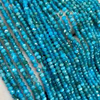 บลูอพาไทด์ Blue Apatite 3*2 ทรงล้อรถเจีย เส้นยาว **หินแท้ธรรมชาติ**