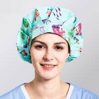 Cartoon Printing Women Scrub Caps,Long Hair Nurse Accessories,PetBeauty SalonDenistry Clinic Work Hat.