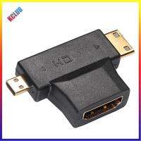 อะแดปเตอร์แปลง90หลายตัวรองรับ3 X HDMI ตัวเมียกับ Mini &amp; Micro HDMI-Compatible Male 2 In1